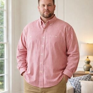 Vintage Polo Ralph Lauren Red & White Striped Button-Down Shirt XL